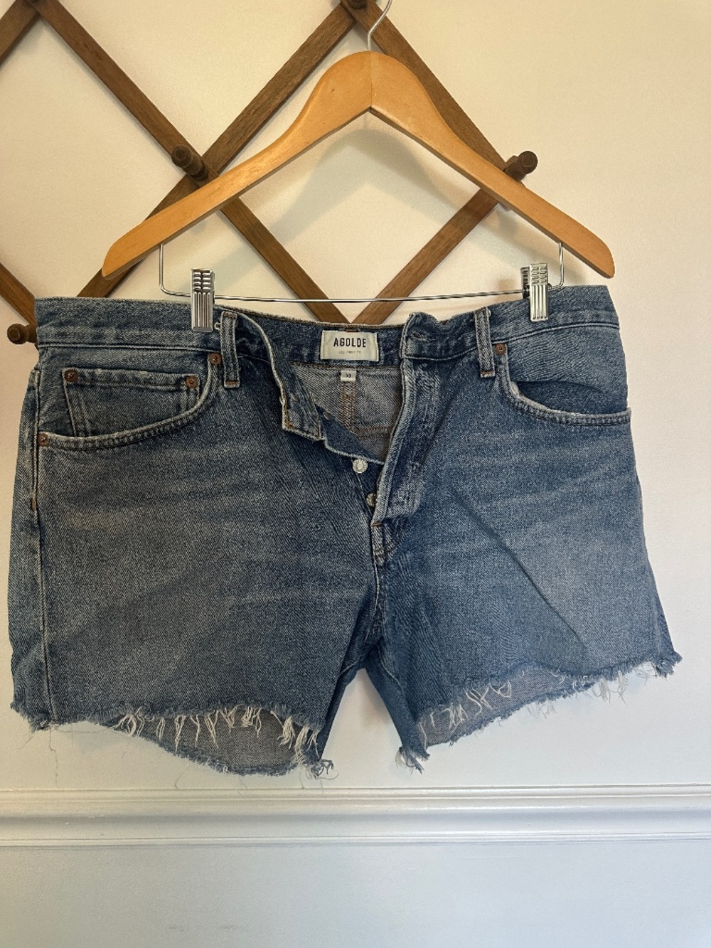 AGOLDE Parker Long Skywave Denim Shorts 33